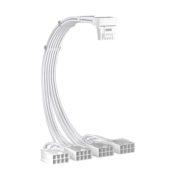 1stPlayer удължителен кабел Custom Sleeved Modding Cable White - 4 x PCIe 8-pin to 12VHPWR - FM4-B-WH 1stPlayer удължителен кабел Custom Sleeved Modding Cable White - 4 x PCIe 8-pin to 12VHPWR - FM4-B-WH