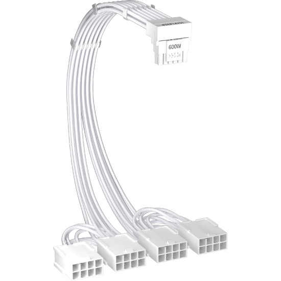 1stPlayer удължителен кабел Custom Sleeved Modding Cable White - 4 x PCIe 8-pin to 12VHPWR - FM4-B-WH 1stPlayer удължителен кабел Custom Sleeved Modding Cable White - 4 x PCIe 8-pin to 12VHPWR - FM4-B-WH