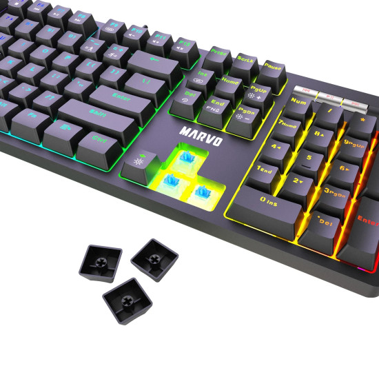 Marvo механична клавиатура Gaming Keyboard Mechanical KG948 - 108 keys, RGB, Macros, Blue switches Marvo механична клавиатура Gaming Keyboard Mechanical KG948 - 108 keys, RGB, Macros, Blue switches
