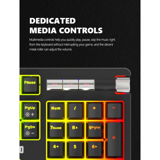 Marvo механична клавиатура Gaming Keyboard Mechanical KG948 - 108 keys, RGB, Macros, Blue switches Marvo механична клавиатура Gaming Keyboard Mechanical KG948 - 108 keys, RGB, Macros, Blue switches