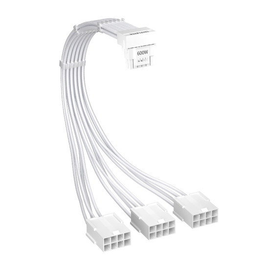 1stPlayer удължителен кабел Custom Sleeved Modding Cable White - 3 x PCIe 8-pin to 12VHPWR - FM3-B-WH 1stPlayer удължителен кабел Custom Sleeved Modding Cable White - 3 x PCIe 8-pin to 12VHPWR - FM3-B-WH