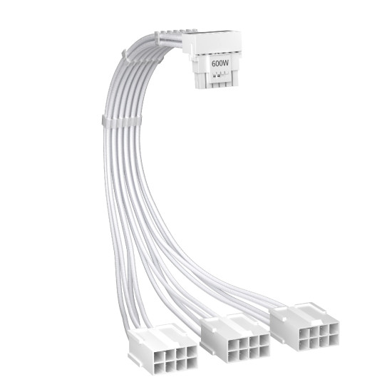 1stPlayer удължителен кабел Custom Sleeved Modding Cable White - 3 x PCIe 8-pin to 12VHPWR - FM3-B-WH 1stPlayer удължителен кабел Custom Sleeved Modding Cable White - 3 x PCIe 8-pin to 12VHPWR - FM3-B-WH