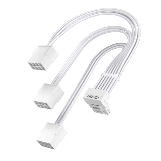 1stPlayer удължителен кабел Custom Sleeved Modding Cable White - 3 x PCIe 8-pin to 12VHPWR - FM3-B-WH 1stPlayer удължителен кабел Custom Sleeved Modding Cable White - 3 x PCIe 8-pin to 12VHPWR - FM3-B-WH