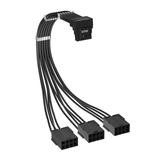 1stPlayer удължителен кабел Custom Sleeved Modding Cable Black - 3 x PCIe 8-pin to 12VHPWR - FM3-B-BK 1stPlayer удължителен кабел Custom Sleeved Modding Cable Black - 3 x PCIe 8-pin to 12VHPWR - FM3-B-BK