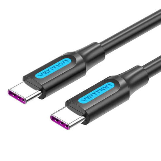 Vention Кабел USB 2.0 Type-C to Type-C - 2M Black 5A Fast Charge - COTBH Vention Кабел USB 2.0 Type-C to Type-C - 2M Black 5A Fast Charge - COTBH