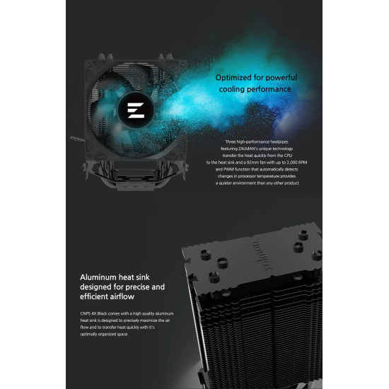 Zalman охладител за процесор CPU Cooler CNPS4X BLACK - LGA1700/AM5 Zalman охладител за процесор CPU Cooler CNPS4X BLACK - LGA1700/AM5