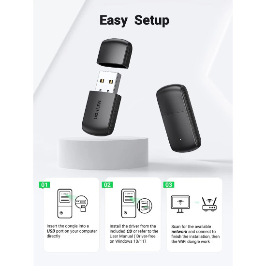 Ugreen безжичен адаптер Wireless USB adapter AC650 433Mbps CM448 - 20204 Ugreen безжичен адаптер Wireless USB adapter AC650 433Mbps CM448 - 20204