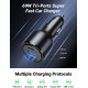 Ugreen зарядно за кола Fast Charger Car - 2 x Type-C, 1 x USB-A QC3.0, Power Distribution 69W CD239 - 20467 Ugreen зарядно за кола Fast Charger Car - 2 x Type-C, 1 x USB-A QC3.0, Power Distribution 69W CD239 - 20467