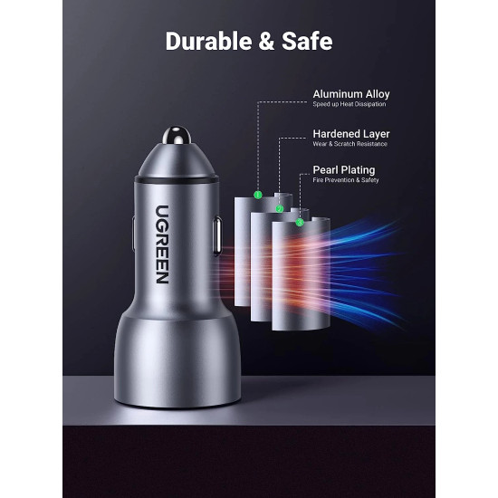 Ugreen зарядно за кола Fast Charger Car - Type-C + USB QC3.0, Power Distribution 52.5W CD213 - 60980 Ugreen зарядно за кола Fast Charger Car - Type-C + USB QC3.0, Power Distribution 52.5W CD213 - 60980