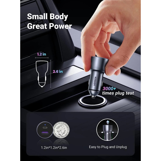 Ugreen зарядно за кола Fast Charger Car - Type-C + USB QC3.0, Power Distribution 52.5W CD213 - 60980 Ugreen зарядно за кола Fast Charger Car - Type-C + USB QC3.0, Power Distribution 52.5W CD213 - 60980