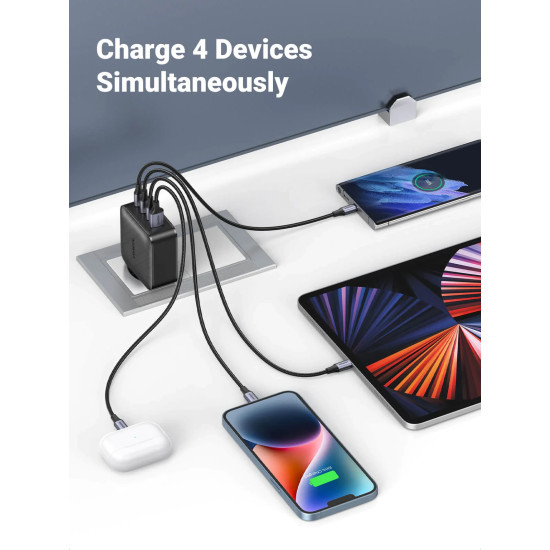 Ugreen универсално зарядно за стена Charger Wall 65W GaN CD224, 1 x USB-A, 3 x Type-C - 70774 Ugreen универсално зарядно за стена Charger Wall 65W GaN CD224, 1 x USB-A, 3 x Type-C - 70774