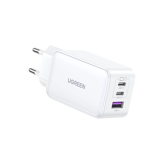 Ugreen универсално зарядно за стена Charger Wall 65W GaN CD244, 1 x USB-A, 2 x Type-C, White - 15334 Ugreen универсално зарядно за стена Charger Wall 65W GaN CD244, 1 x USB-A, 2 x Type-C, White - 15334