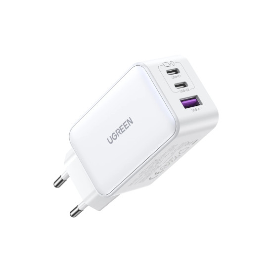 Ugreen универсално зарядно за стена Charger Wall 65W GaN CD244, 1 x USB-A, 2 x Type-C, White - 15334 Ugreen универсално зарядно за стена Charger Wall 65W GaN CD244, 1 x USB-A, 2 x Type-C, White - 15334