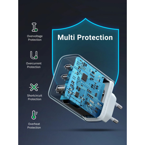 Ugreen универсално зарядно за стена Charger Wall 65W GaN CD275, 1 x USB-A, 2 x Type-C - 90496 Ugreen универсално зарядно за стена Charger Wall 65W GaN CD275, 1 x USB-A, 2 x Type-C - 90496