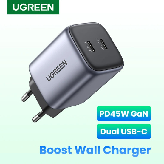 Ugreen универсално зарядно за стена Charger Wall GaN 45W CD294 Grey - 90573 Ugreen универсално зарядно за стена Charger Wall GaN 45W CD294 Grey - 90573