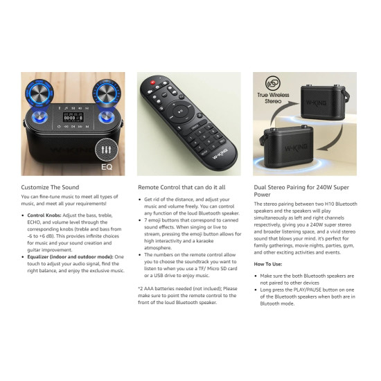 W-King Блутут парти колона Bluetooth Party Speaker - H10 - 120W, 2 x Wireless Microphones, Karaoke W-King Блутут парти колона Bluetooth Party Speaker - H10 - 120W, 2 x Wireless Microphones, Karaoke