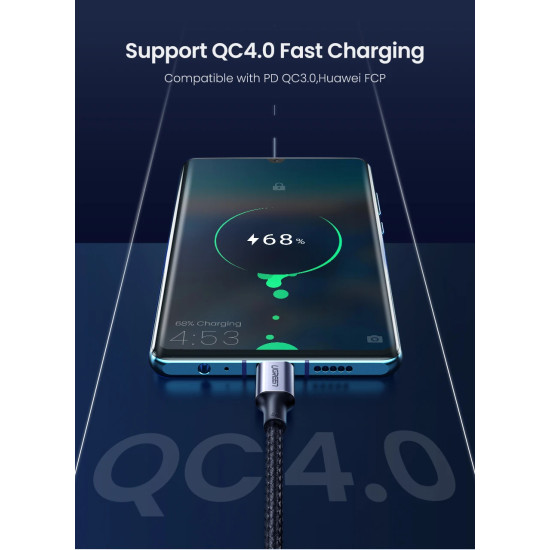 Ugreen кабел USB 2.0 Type-C M/M US316, 100W, 5A, 3m - 90120 Ugreen кабел USB 2.0 Type-C M/M US316, 100W, 5A, 3m - 90120