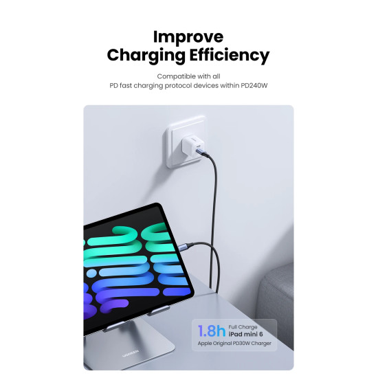 Ugreen кабел USB 2.0 Type-C M/M US535, 240W, 5A, 2m - 90440 Ugreen кабел USB 2.0 Type-C M/M US535, 240W, 5A, 2m - 90440