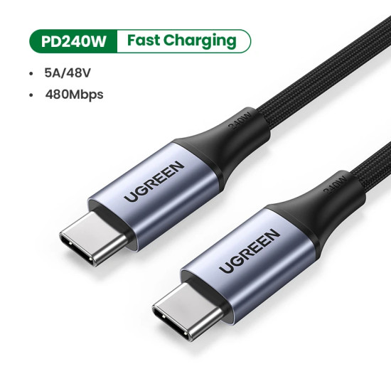 Ugreen кабел USB 2.0 Type-C M/M US535, 240W, 5A, 2m - 90440 Ugreen кабел USB 2.0 Type-C M/M US535, 240W, 5A, 2m - 90440