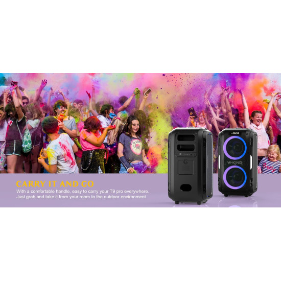 W-King Блутут парти колона Bluetooth Party Speaker - T9 PRO - 120W, 2 x Wireless Microphones, Karaoke W-King Блутут парти колона Bluetooth Party Speaker - T9 PRO - 120W, 2 x Wireless Microphones, Karaoke