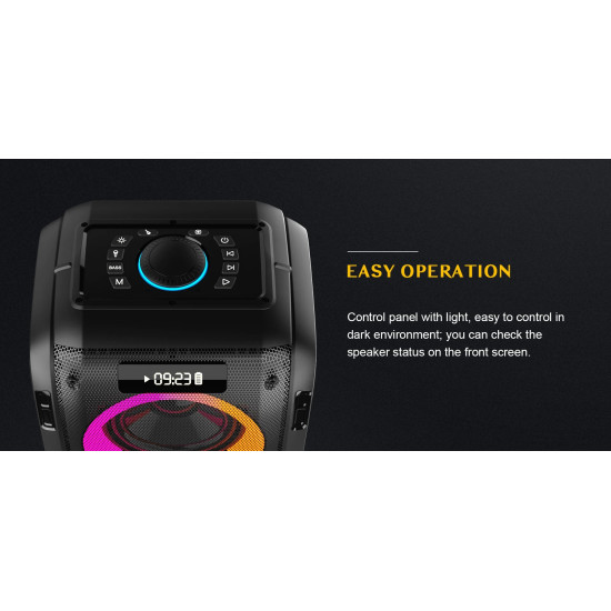W-King Блутут парти колона Bluetooth Party Speaker - T9 PRO - 120W, 2 x Wireless Microphones, Karaoke W-King Блутут парти колона Bluetooth Party Speaker - T9 PRO - 120W, 2 x Wireless Microphones, Karaoke