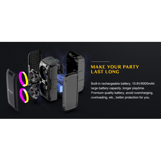 W-King Блутут парти колона Bluetooth Party Speaker - T9 PRO - 120W, 2 x Wireless Microphones, Karaoke W-King Блутут парти колона Bluetooth Party Speaker - T9 PRO - 120W, 2 x Wireless Microphones, Karaoke