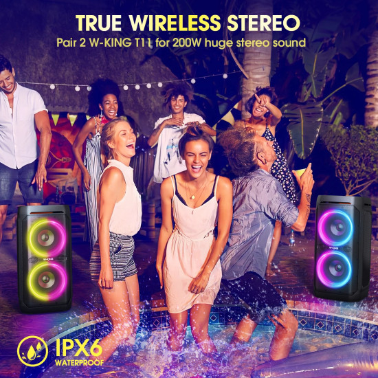 W-King Блутут парти колона Bluetooth Party Speaker - T11 Black - 100W, Guitar Input, Karaoke W-King Блутут парти колона Bluetooth Party Speaker - T11 Black - 100W, Guitar Input, Karaoke