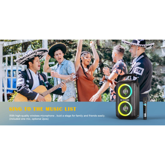 W-King Блутут парти колона Bluetooth Party Speaker - T9 Black - 80W, Wireless Microphone, Karaoke W-King Блутут парти колона Bluetooth Party Speaker - T9 Black - 80W, Wireless Microphone, Karaoke