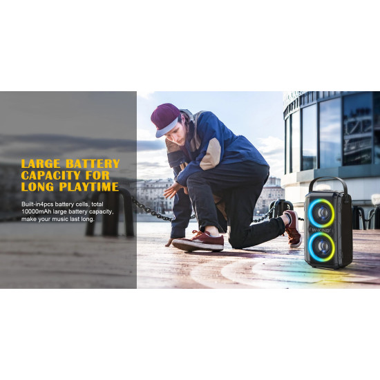 W-King Блутут парти колона Bluetooth Party Speaker - T9 Black - 80W, Wireless Microphone, Karaoke W-King Блутут парти колона Bluetooth Party Speaker - T9 Black - 80W, Wireless Microphone, Karaoke