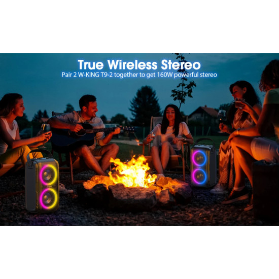 W-King Блутут парти колона Bluetooth Party Speaker - T9 Black - 80W, Wireless Microphone, Karaoke W-King Блутут парти колона Bluetooth Party Speaker - T9 Black - 80W, Wireless Microphone, Karaoke