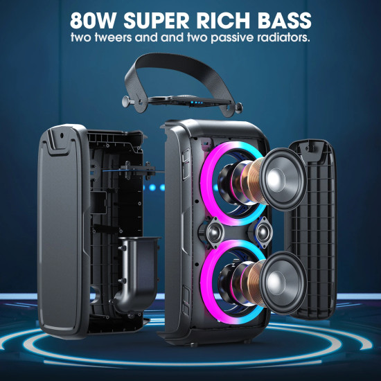 W-King Блутут парти колона Bluetooth Party Speaker - T9 Black - 80W, Wireless Microphone, Karaoke W-King Блутут парти колона Bluetooth Party Speaker - T9 Black - 80W, Wireless Microphone, Karaoke