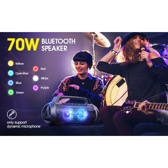 W-King Блутут мобилна парти колонка Bluetooth Party Speaker - D10 Black - 70W, Karaoke mic input, Light Show W-King Блутут мобилна парти колонка Bluetooth Party Speaker - D10 Black - 70W, Karaoke mic input, Light Show