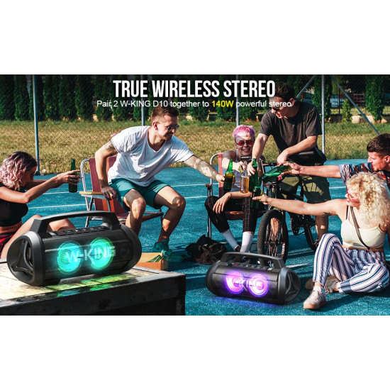W-King Блутут мобилна парти колонка Bluetooth Party Speaker - D10 Black - 70W, Karaoke mic input, Light Show W-King Блутут мобилна парти колонка Bluetooth Party Speaker - D10 Black - 70W, Karaoke mic input, Light Show