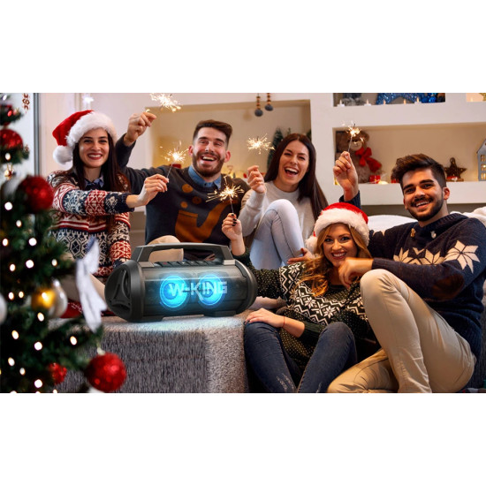 W-King Блутут мобилна парти колонка Bluetooth Party Speaker - D10 Black - 70W, Karaoke mic input, Light Show W-King Блутут мобилна парти колонка Bluetooth Party Speaker - D10 Black - 70W, Karaoke mic input, Light Show
