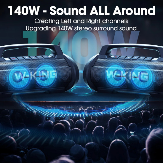 W-King Блутут мобилна парти колонка Bluetooth Party Speaker - D10 Black - 70W, Karaoke mic input, Light Show W-King Блутут мобилна парти колонка Bluetooth Party Speaker - D10 Black - 70W, Karaoke mic input, Light Show
