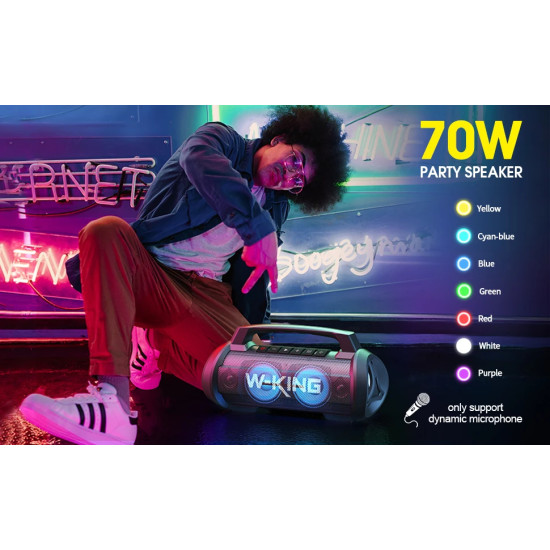 W-King Блутут мобилна парти колонка Bluetooth Party Speaker - D10 Black - 70W, Karaoke mic input, Light Show W-King Блутут мобилна парти колонка Bluetooth Party Speaker - D10 Black - 70W, Karaoke mic input, Light Show