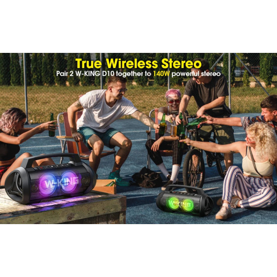 W-King Блутут мобилна парти колонка Bluetooth Party Speaker - D10 Black - 70W, Karaoke mic input, Light Show W-King Блутут мобилна парти колонка Bluetooth Party Speaker - D10 Black - 70W, Karaoke mic input, Light Show