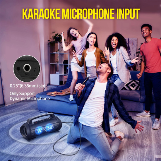 W-King Блутут мобилна парти колонка Bluetooth Party Speaker - D10 Black - 70W, Karaoke mic input, Light Show W-King Блутут мобилна парти колонка Bluetooth Party Speaker - D10 Black - 70W, Karaoke mic input, Light Show