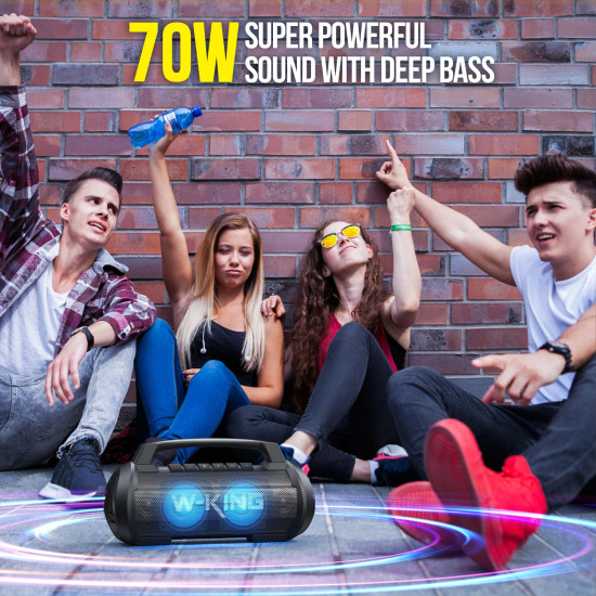 W-King Блутут мобилна парти колонка Bluetooth Party Speaker - D10 Black - 70W, Karaoke mic input, Light Show W-King Блутут мобилна парти колонка Bluetooth Party Speaker - D10 Black - 70W, Karaoke mic input, Light Show