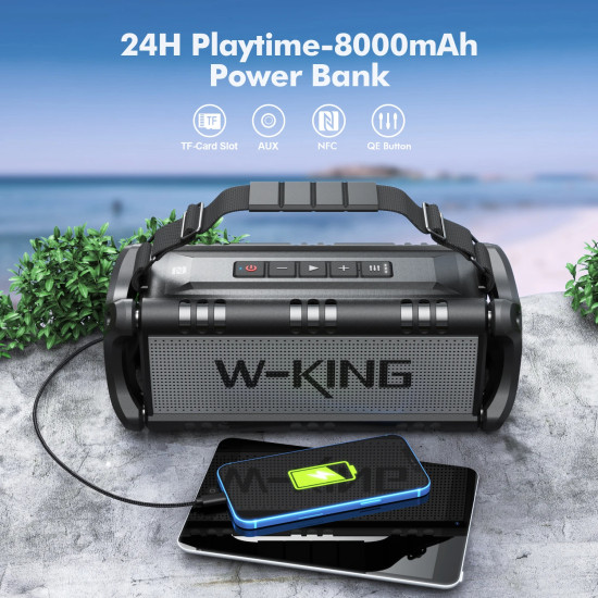 W-King Блутут мобилна колонка Bluetooth Speaker - D8 Black - 50W W-King Блутут мобилна колонка Bluetooth Speaker - D8 Black - 50W