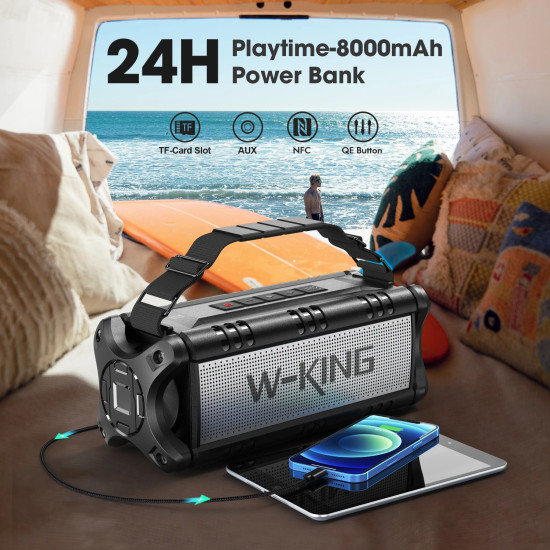 W-King Блутут мобилна колонка Bluetooth Speaker - D8 Black - 50W W-King Блутут мобилна колонка Bluetooth Speaker - D8 Black - 50W