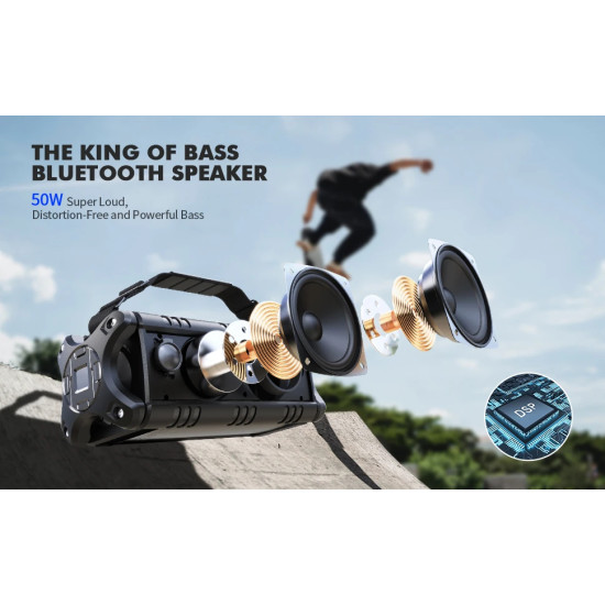 W-King Блутут мобилна колонка Bluetooth Speaker - D8 Black - 50W W-King Блутут мобилна колонка Bluetooth Speaker - D8 Black - 50W