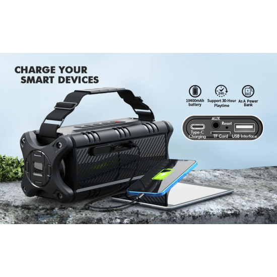 W-King Блутут мобилна колонка Bluetooth Speaker - D8 Black - 50W W-King Блутут мобилна колонка Bluetooth Speaker - D8 Black - 50W