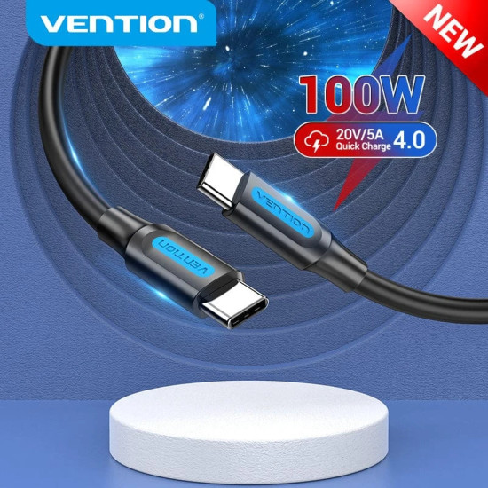 Vention Кабел USB 2.0 Type-C to Type-C - 1M Black 5A Fast Charge - COTBF Vention Кабел USB 2.0 Type-C to Type-C - 1M Black 5A Fast Charge - COTBF