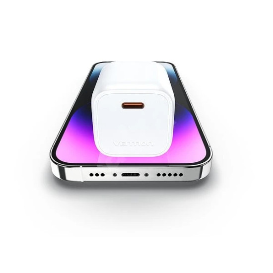 Vention Универсално зарядно за стена Charger Wall GaN - USB Type-C 30W White - FAKW0-EU Vention Универсално зарядно за стена Charger Wall GaN - USB Type-C 30W White - FAKW0-EU