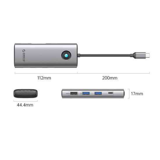 Orico докинг станция Type-C Docking Station Power Distribution 100W - HDMI, Type-C x 1, USB3.0 x 2, USB 2.0 x 1, LAN 1000Mbps Gigabit, VGA - PW11-8PC-GY-EP Orico докинг станция Type-C Docking Station Power Distribution 100W - HDMI, Type-C x 1, USB3.0 x 2, USB 2.0 x 1, LAN 1000Mbps Gigabit, VGA - PW11-8PC-GY-EP