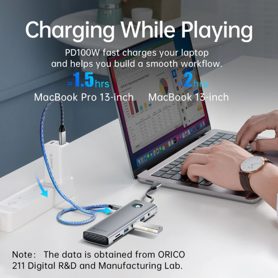 Orico докинг станция Type-C Docking Station Power Distribution 100W - HDMI, Type-C x 1, USB3.0 x 2, USB 2.0 x 1, LAN 1000Mbps Gigabit, VGA - PW11-8PC-GY-EP Orico докинг станция Type-C Docking Station Power Distribution 100W - HDMI, Type-C x 1, USB3.0 x 2, USB 2.0 x 1, LAN 1000Mbps Gigabit, VGA - PW11-8PC-GY-EP