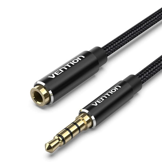 Vention Аудио Кабел Cotton Braided TRRS 3.5mm Male to 3.5mm F - 0.5m - Gold plated, Aluminum alloy - BHCBD Vention Аудио Кабел Cotton Braided TRRS 3.5mm Male to 3.5mm F - 0.5m - Gold plated, Aluminum alloy - BHCBD