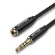 Vention Аудио Кабел Cotton Braided TRRS 3.5mm Male to 3.5mm F - 0.5m - Gold plated, Aluminum alloy - BHCBD Vention Аудио Кабел Cotton Braided TRRS 3.5mm Male to 3.5mm F - 0.5m - Gold plated, Aluminum alloy - BHCBD