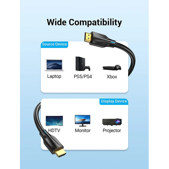 Vention Кабел HDMI v2.1 M / M 1m - 8K Dolby Vision HDR - AANBF Vention Кабел HDMI v2.1 M / M 1m - 8K Dolby Vision HDR - AANBF